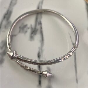 Vintage Sterling Silver Cuff Bracelet hand forged primitive folk art pointed end